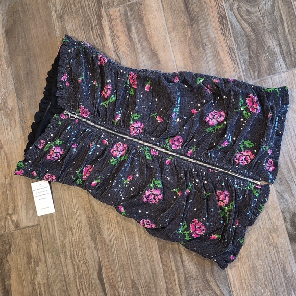 For Love & Lemons Every Rose Sequin Strapless Lined Mini Dress, Size Small - Picture 8 of 11